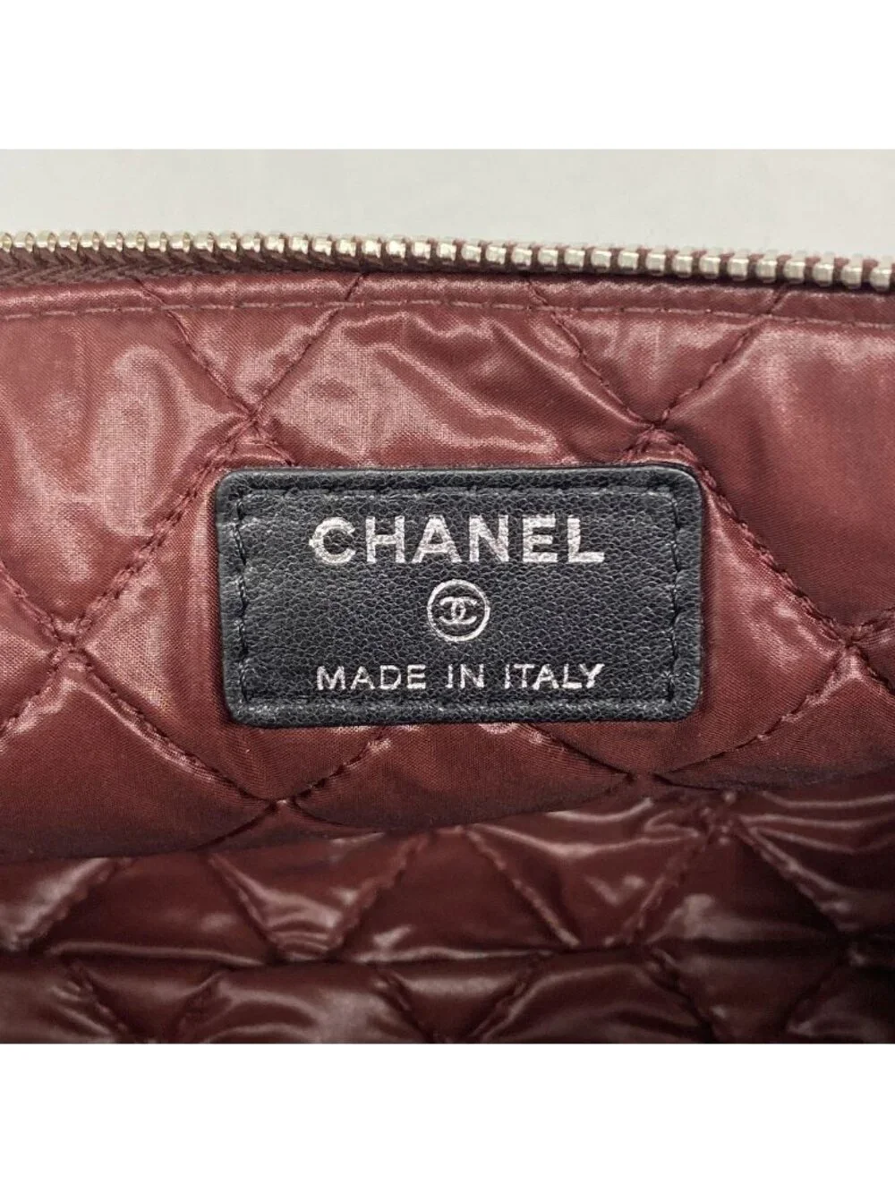 Chanel Pouch Quilted Lambskin Black Silver